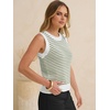 image:imageANRABESS Womens Sleeveless Sweater Vest Striped Tank Tops  Crochet Knit Crew Neck Lightweight Soft Comfy Vacation Travel Work Casual Outfits Sping Summer Layering ClothesWhite Army Green