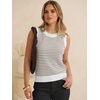 image:imageANRABESS Womens Sleeveless Sweater Vest Striped Tank Tops  Crochet Knit Crew Neck Lightweight Soft Comfy Vacation Travel Work Casual Outfits Sping Summer Layering ClothesWhite Brown