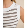 image:imageANRABESS Womens Sleeveless Sweater Vest Striped Tank Tops  Crochet Knit Crew Neck Lightweight Soft Comfy Vacation Travel Work Casual Outfits Sping Summer Layering ClothesWhite Brown