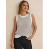 image:imageANRABESS Womens Sleeveless Sweater Vest Striped Tank Tops  Crochet Knit Crew Neck Lightweight Soft Comfy Vacation Travel Work Casual Outfits Sping Summer Layering ClothesWhite Brown