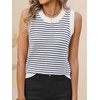 image:imageANRABESS Womens Sleeveless Sweater Vest Striped Tank Tops  Crochet Knit Crew Neck Lightweight Soft Comfy Vacation Travel Work Casual Outfits Sping Summer Layering ClothesWhite Navy Blue