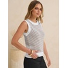 image:imageANRABESS Womens Sleeveless Sweater Vest Striped Tank Tops  Crochet Knit Crew Neck Lightweight Soft Comfy Vacation Travel Work Casual Outfits Sping Summer Layering ClothesWhite Brown