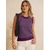 image:imageANRABESS Womens Sleeveless Sweater Vest Striped Tank Tops  Crochet Knit Crew Neck Lightweight Soft Comfy Vacation Travel Work Casual Outfits Sping Summer Layering ClothesDark Magnta Blue