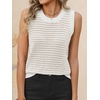 image:imageANRABESS Womens Sleeveless Sweater Vest Striped Tank Tops  Crochet Knit Crew Neck Lightweight Soft Comfy Vacation Travel Work Casual Outfits Sping Summer Layering ClothesWhite Apricot