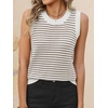 image:imageANRABESS Womens Sleeveless Sweater Vest Striped Tank Tops  Crochet Knit Crew Neck Lightweight Soft Comfy Vacation Travel Work Casual Outfits Sping Summer Layering ClothesWhite Brown