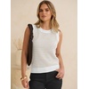 image:imageANRABESS Womens Sleeveless Sweater Vest Striped Tank Tops  Crochet Knit Crew Neck Lightweight Soft Comfy Vacation Travel Work Casual Outfits Sping Summer Layering ClothesWhite Apricot