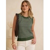 image:imageANRABESS Womens Sleeveless Sweater Vest Striped Tank Tops  Crochet Knit Crew Neck Lightweight Soft Comfy Vacation Travel Work Casual Outfits Sping Summer Layering ClothesArmy Green White