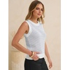 image:imageANRABESS Womens Sleeveless Sweater Vest Striped Tank Tops  Crochet Knit Crew Neck Lightweight Soft Comfy Vacation Travel Work Casual Outfits Sping Summer Layering ClothesWhite Light Blue
