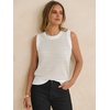 image:imageANRABESS Womens Sleeveless Sweater Vest Striped Tank Tops  Crochet Knit Crew Neck Lightweight Soft Comfy Vacation Travel Work Casual Outfits Sping Summer Layering ClothesWhite Apricot