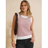 image:imageANRABESS Womens Sleeveless Sweater Vest Striped Tank Tops  Crochet Knit Crew Neck Lightweight Soft Comfy Vacation Travel Work Casual Outfits Sping Summer Layering ClothesWhite Red