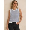 image:imageANRABESS Womens Sleeveless Sweater Vest Striped Tank Tops  Crochet Knit Crew Neck Lightweight Soft Comfy Vacation Travel Work Casual Outfits Sping Summer Layering ClothesWhite Navy Blue