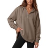 image:imageANRABESS Hoodies for Women Oversized Quarter Zip Pullover  Cozy Drawstring Fleece Tunic SweatshirtLoose Fit Long Sleeve With Side Split Casual amp Daily Leggings Outfits Spring amp FallLight Khaki