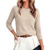 image:imageANRABESS Womens Cropped Lightweight Long Sleeve Sweater  CrewNeck Soft Ribbed Knit PulloverSlim Fit TopsBusiness Casual OutfitsWork Office AllDay WearFall Winter ClothesAlmond