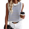 image:imageANRABESS Womens Sleeveless Sweater Vest Striped Tank Tops  Crochet Knit Crew Neck Lightweight Soft Comfy Vacation Travel Work Casual Outfits Sping Summer Layering ClothesWhite Navy Blue