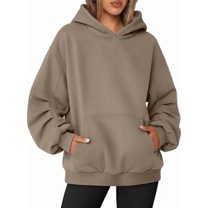 image:imageANRABESS Oversized Hoodies for Women Fleece Sweatshirt  Ruched Long Sleeve Pullover Top  with Kangaroo Pocket Drop ShoulderCasual Daily amp Light Workouts Spring Fall ClothesCoffee Grey