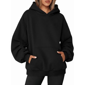image:imageANRABESS Oversized Hoodies for Women Fleece Sweatshirt  Ruched Long Sleeve Pullover Top  with Kangaroo Pocket Drop ShoulderCasual Daily amp Light Workouts Spring Fall ClothesBlack