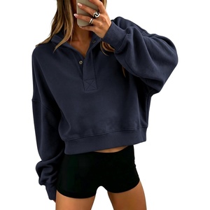 image:imageANRABESS Sweatshirt for Women Oversized Cropped Fall Outfits  Long Sleeve Button Henley Neck Soft Comfy Pullover Tops Relaxed Fit Casual Daily Wear Fall Winter Fashion Outfits ClothesNavy Blue
