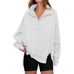 image:imageANRABESS Sweatshirt for Women Oversized Henley Fall Outfits  Button Up High Low Hem Pullover TopsLoose Fit Slit Side Tunic SweatshirtsComfort Soft SweatersTravel and Everyday ClothesLight Grey