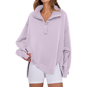 image:imageANRABESS Sweatshirt for Women Oversized Henley Fall Outfits  Button Up High Low Hem Pullover TopsLoose Fit Slit Side Tunic SweatshirtsComfort Soft SweatersTravel and Everyday ClothesLight Purple