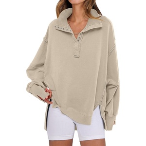 image:imageANRABESS Sweatshirt for Women Oversized Henley Fall Outfits  Button Up High Low Hem Pullover TopsLoose Fit Slit Side Tunic SweatshirtsComfort Soft SweatersTravel and Everyday ClothesApricot