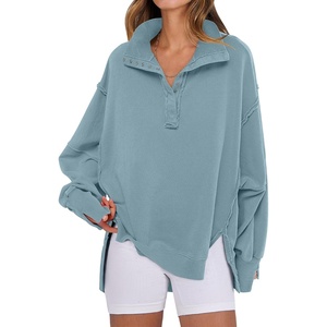 image:imageANRABESS Sweatshirt for Women Oversized Henley Fall Outfits  Button Up High Low Hem Pullover TopsLoose Fit Slit Side Tunic SweatshirtsComfort Soft SweatersTravel and Everyday ClothesLight Grey Blue