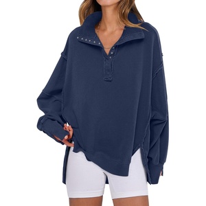 image:imageANRABESS Sweatshirt for Women Oversized Henley Fall Outfits  Button Up High Low Hem Pullover TopsLoose Fit Slit Side Tunic SweatshirtsComfort Soft SweatersTravel and Everyday ClothesNavy Blue