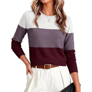 image:imageANRABESS Womens Cropped Lightweight Long Sleeve Sweater  CrewNeck Soft Ribbed Knit PulloverSlim Fit TopsBusiness Casual OutfitsWork Office AllDay WearFall Winter ClothesWhitecoffeered