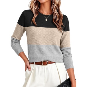 image:imageANRABESS Womens Cropped Lightweight Long Sleeve Sweater  CrewNeck Soft Ribbed Knit PulloverSlim Fit TopsBusiness Casual OutfitsWork Office AllDay WearFall Winter ClothesBlackbeigegrey
