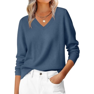 image:imageANRABESS Womens Fall Long Sleeve V Neck Light Sweaters  Lightweight Soft Basic Pullover TopsBusiness Casual Work OutfitsTravel Vacation All Day WearSpring Winter Layer ClothingDeep Blue