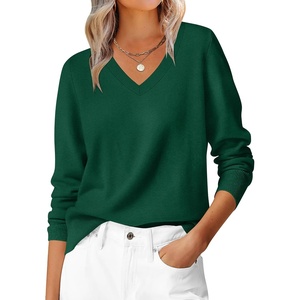 image:imageANRABESS Womens Fall Long Sleeve V Neck Light Sweaters  Lightweight Soft Basic Pullover TopsBusiness Casual Work OutfitsTravel Vacation All Day WearSpring Winter Layer ClothingDark Forest Green