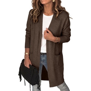 image:imageANRABESS Womens Lightweight Open Front Cardigan Sweaters  Long Sleeve Draped V Neck Coat With Pockets Soft Stretchy Knit Work Business Casual Outfits2026 Fall Trendy Travel OutingsBrown