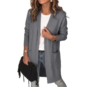 image:imageANRABESS Womens Lightweight Open Front Cardigan Sweaters  Long Sleeve Draped V Neck Coat With Pockets Soft Stretchy Knit Work Business Casual Outfits2026 Fall Trendy Travel OutingsDark Grey