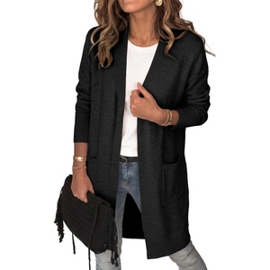 image:imageANRABESS Womens Lightweight Open Front Cardigan Sweaters  Long Sleeve Draped V Neck Coat With Pockets Soft Stretchy Knit Work Business Casual Outfits2026 Fall Trendy Travel OutingsBlack