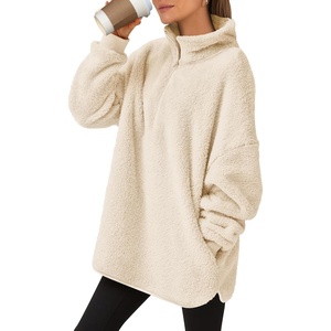 image:imageANRABESS Womens Sweatshirt Sherpa Fuzzy Fleece Zip Up Hoodies Cozy Pullover Soft Sweaters Tops 2026 Fall Trendy ClothesApricot