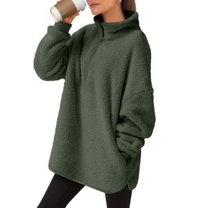 image:imageANRABESS Womens Sweatshirt Sherpa Fuzzy Fleece Zip Up Hoodies Cozy Pullover Soft Sweaters Tops 2026 Fall Trendy ClothesArmy Green