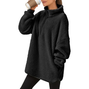 image:imageANRABESS Womens Sweatshirt Sherpa Fuzzy Fleece Zip Up Hoodies Cozy Pullover Soft Sweaters Tops 2026 Fall Trendy ClothesBlack