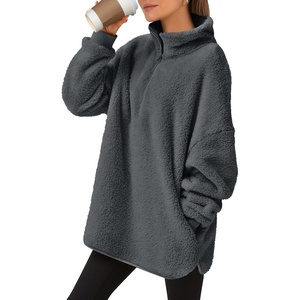 image:imageANRABESS Womens Sweatshirt Sherpa Fuzzy Fleece Zip Up Hoodies Cozy Pullover Soft Sweaters Tops 2026 Fall Trendy ClothesDeep Grey