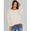 image:imageANRABESS Sweaters for Women Striped Top Fall Outfits  Color Block Long Sleeve Shirts Crewneck High Low Hem Soft Lightweight Knit Pullover Sweater Loose Fit Casual Daily WearApricot White Orange