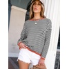 image:imageANRABESS Sweaters for Women Striped Top Fall Outfits  Color Block Long Sleeve Shirts Crewneck High Low Hem Soft Lightweight Knit Pullover Sweater Loose Fit Casual Daily WearBlack White Orange