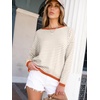 image:imageANRABESS Sweaters for Women Striped Top Fall Outfits  Color Block Long Sleeve Shirts Crewneck High Low Hem Soft Lightweight Knit Pullover Sweater Loose Fit Casual Daily WearApricot White Orange