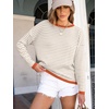 image:imageANRABESS Sweaters for Women Striped Top Fall Outfits  Color Block Long Sleeve Shirts Crewneck High Low Hem Soft Lightweight Knit Pullover Sweater Loose Fit Casual Daily WearApricot White Orange