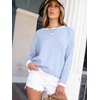 image:imageANRABESS Sweaters for Women Striped Top Fall Outfits  Color Block Long Sleeve Shirts Crewneck High Low Hem Soft Lightweight Knit Pullover Sweater Loose Fit Casual Daily WearWhite Blue