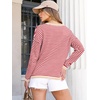image:imageANRABESS Sweaters for Women Striped Top Fall Outfits  Color Block Long Sleeve Shirts Crewneck High Low Hem Soft Lightweight Knit Pullover Sweater Loose Fit Casual Daily WearRed White Apricot