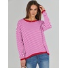image:imageANRABESS Sweaters for Women Striped Top Fall Outfits  Color Block Long Sleeve Shirts Crewneck High Low Hem Soft Lightweight Knit Pullover Sweater Loose Fit Casual Daily WearRed White Pink
