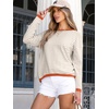 image:imageANRABESS Sweaters for Women Striped Top Fall Outfits  Color Block Long Sleeve Shirts Crewneck High Low Hem Soft Lightweight Knit Pullover Sweater Loose Fit Casual Daily WearApricot White Orange