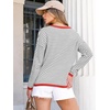 image:imageANRABESS Sweaters for Women Striped Top Fall Outfits  Color Block Long Sleeve Shirts Crewneck High Low Hem Soft Lightweight Knit Pullover Sweater Loose Fit Casual Daily WearGrey White Orange