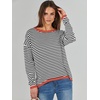 image:imageANRABESS Sweaters for Women Striped Top Fall Outfits  Color Block Long Sleeve Shirts Crewneck High Low Hem Soft Lightweight Knit Pullover Sweater Loose Fit Casual Daily WearBlack White Orange