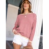 image:imageANRABESS Sweaters for Women Striped Top Fall Outfits  Color Block Long Sleeve Shirts Crewneck High Low Hem Soft Lightweight Knit Pullover Sweater Loose Fit Casual Daily WearRed White Apricot