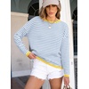 image:imageANRABESS Sweaters for Women Striped Top Fall Outfits  Color Block Long Sleeve Shirts Crewneck High Low Hem Soft Lightweight Knit Pullover Sweater Loose Fit Casual Daily WearBlue White Yellow