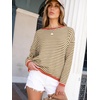 image:imageANRABESS Sweaters for Women Striped Top Fall Outfits  Color Block Long Sleeve Shirts Crewneck High Low Hem Soft Lightweight Knit Pullover Sweater Loose Fit Casual Daily WearBrown White Orange